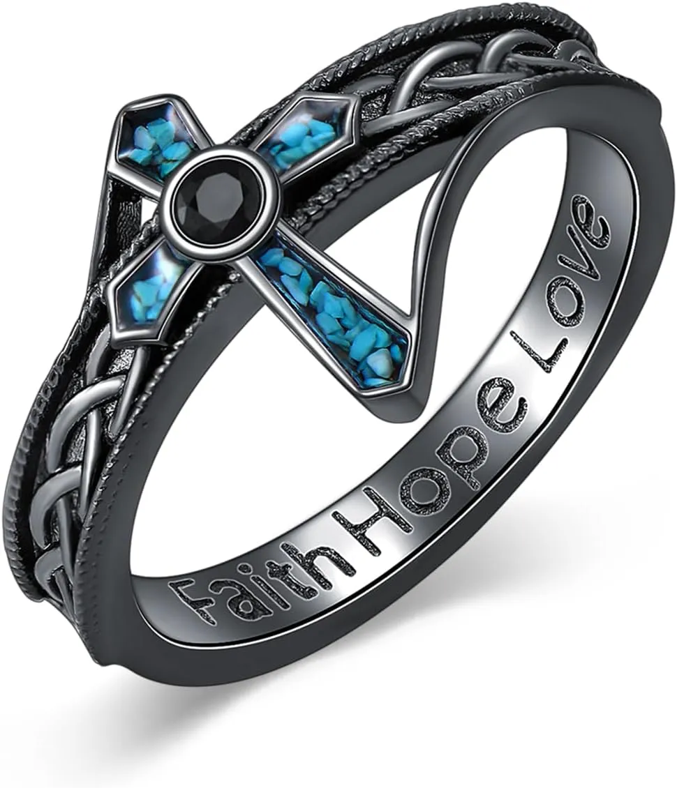 Cross Rings for Women 925 Sterling Silver Faith Cross Rings Christian Religious Jewelry Gifts for Men