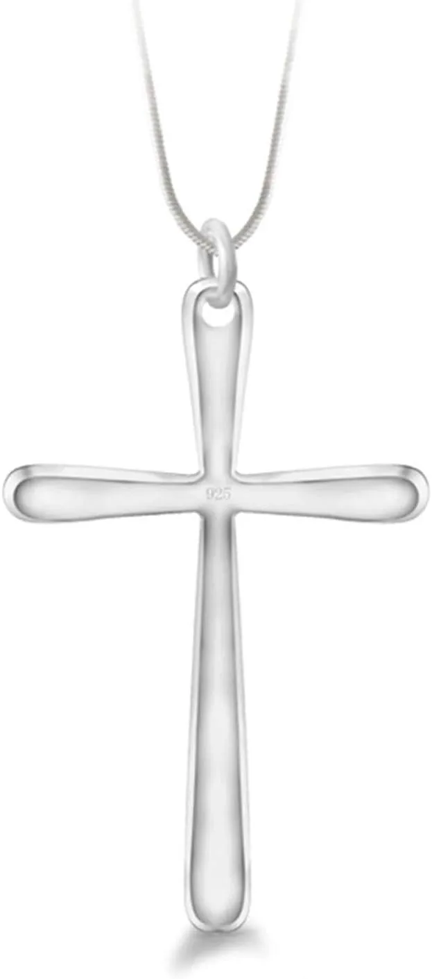 Cross Silver Pendant Chain Jesus Necklace Tiny Jewelry Gifts for Women Simple Classic Necklace