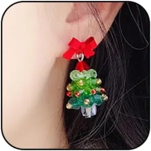 Crystal Christmas Tree Earrings for Women Sparkling Zircon Full Rhinestone Christmas Dangle Earrings for Women Christmas Jewelry