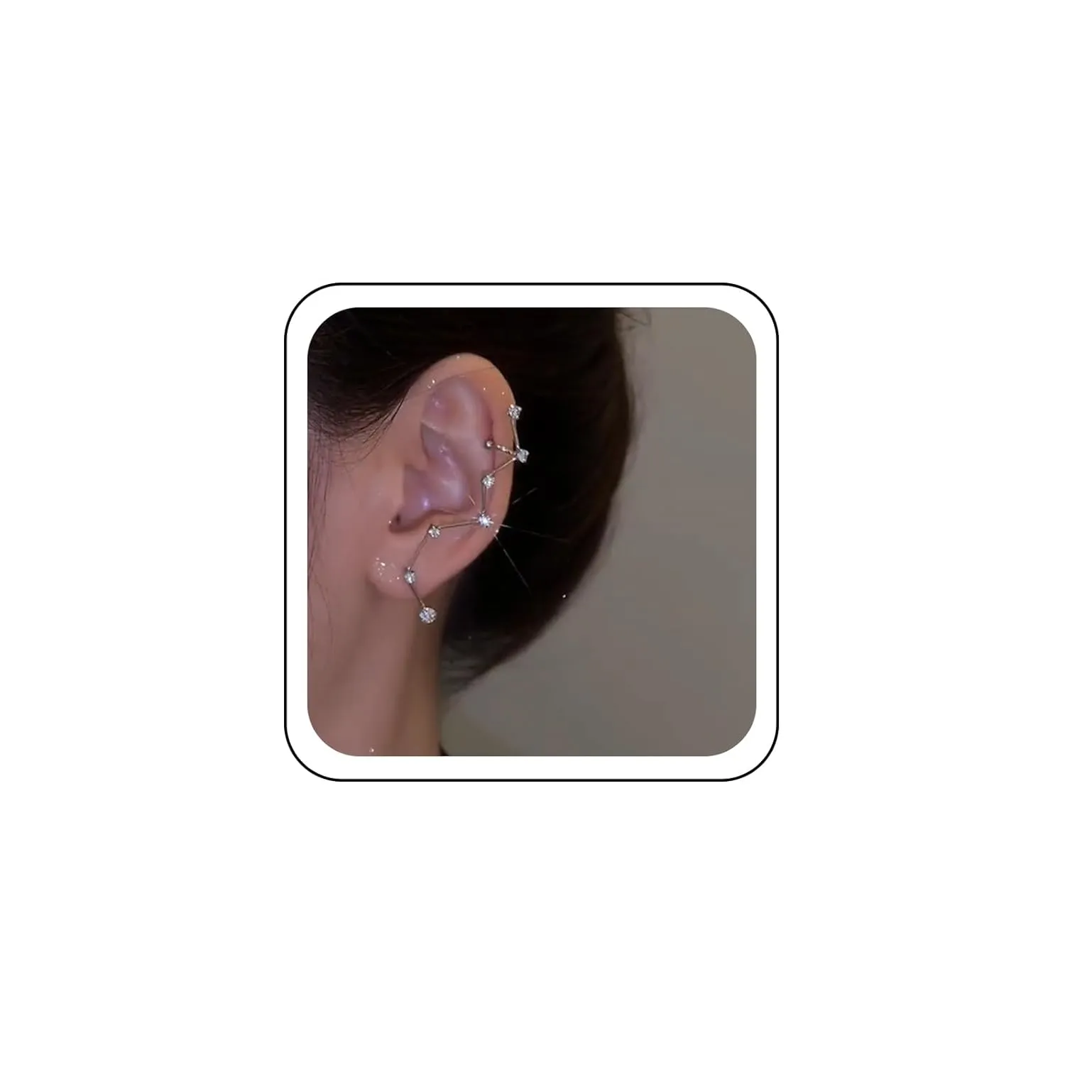 Crystal Ear Cuff Earring Silver Sparkling Cz Climber Earrings Rhinestones Studs Earrings Simulated Diamond Ear Crawler Cuff Earrings Jewelry for Women