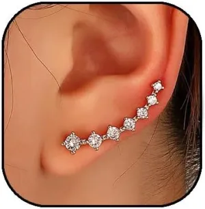 Crystals Ear Cuffs for Women Sparkling Rhinestone Ear Crawler Earrings Hypoallergenic Climber Cartilage Ear Wrap Earrings Jewelry