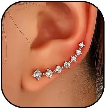 Crystals Ear Cuffs for Women Sparkling Rhinestone Ear Crawler Earrings Hypoallergenic Climber Cartilage Ear Wrap Earrings Jewelry