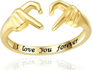 CSIYANJRY99 Heart Claddagh Rings for Women,Adjustable Hand Heart Irish Claddagh Couple Ring Friendship Promise Heart Jewelry Valentine's Day Rings Mothers Day Valentines Holiday Girlfriends
