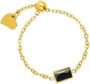 Cubic Zirconia Chain Link Stacking Ring for Women Stainless Steel Crystal Rectangle Square Adjustable Statement Tail Finger Band Dangling Love Heart Tassel Promise Eternity Rings Dainty Jewelry Gifts Wedding