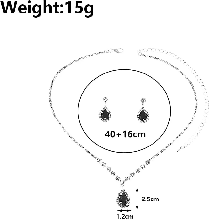 Cubic Zirconia Jewelry Set Sparkling Rhinestone Waterdrop Pendant Necklace Dangle Earrings Aesthetic Jewelry Set for Women Bridal Bridesmaid