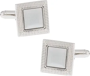 Cuff-Daddy Versatile Metallic Silver Tone Square Cufflinks with Presentation Box