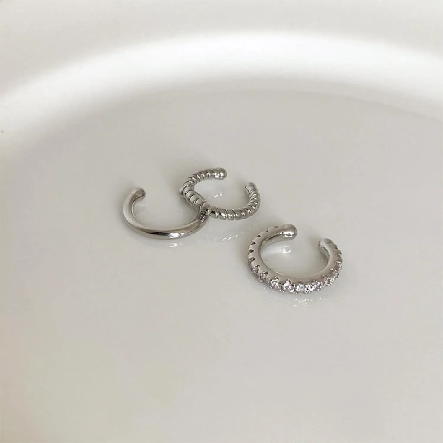 Cuff Earrings,Gold Silver Cubic Zirconia Ear Cuff Earrings,Non-Piercing Fake Helix Cartilage Cuff Earrings,Sparkling Round Huggie Ear Cuff Earrings for Women Fine Jewelry Gifts
