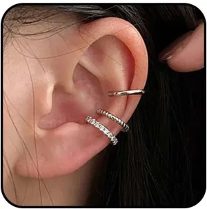 Cuff Earrings,Gold Silver Cubic Zirconia Ear Cuff Earrings,Non-Piercing Fake Helix Cartilage Cuff Earrings,Sparkling Round Huggie Ear Cuff Earrings for Women Fine Jewelry Gifts
