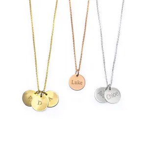 Custom Name Necklace for Mom with Children's Names  925 Sterling Silver or 14k Gold Filled  Initial or Name Disc Pendant  1, 2, 3 or 4 Discs  Mother's Day Gift with Kids' Names for Mom [13mm]