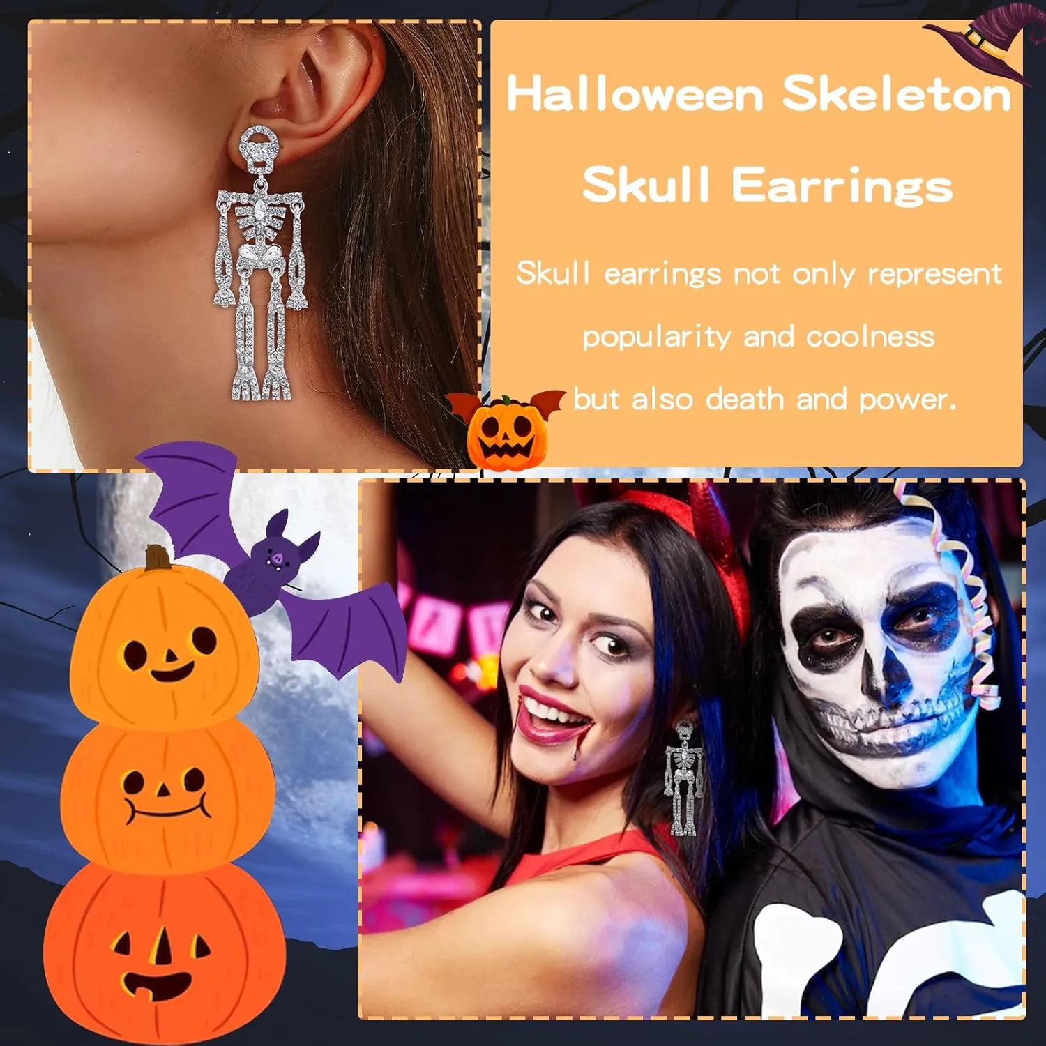 Cute Earrings for Women Trendy Cute Fun Flower Spooky Boo Skeleton Pumpkin Earrings for Women Holiday Party Earrings for women Gifts Trendy Stuff