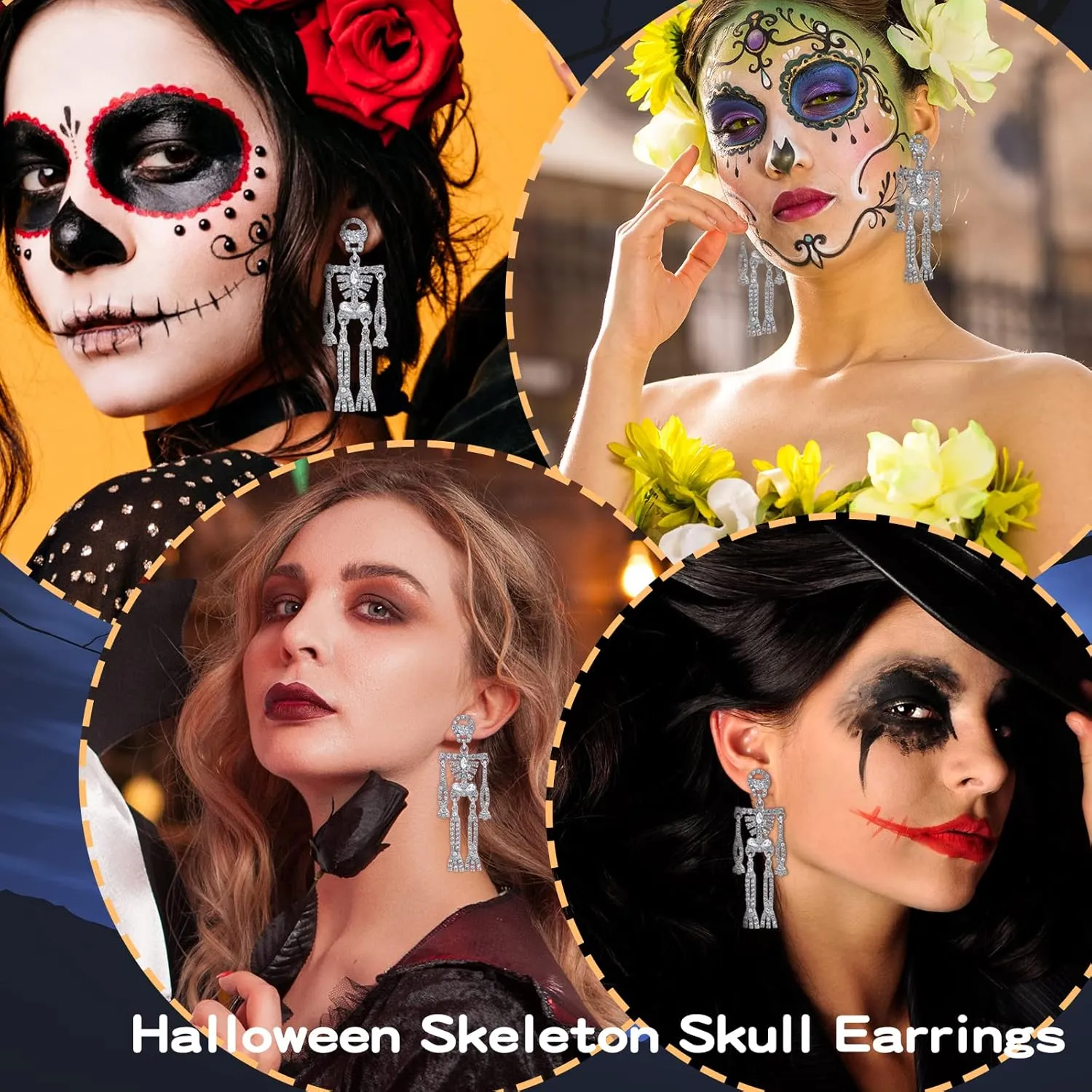 Cute Earrings for Women Trendy Cute Fun Flower Spooky Boo Skeleton Pumpkin Earrings for Women Holiday Party Earrings for women Gifts Trendy Stuff
