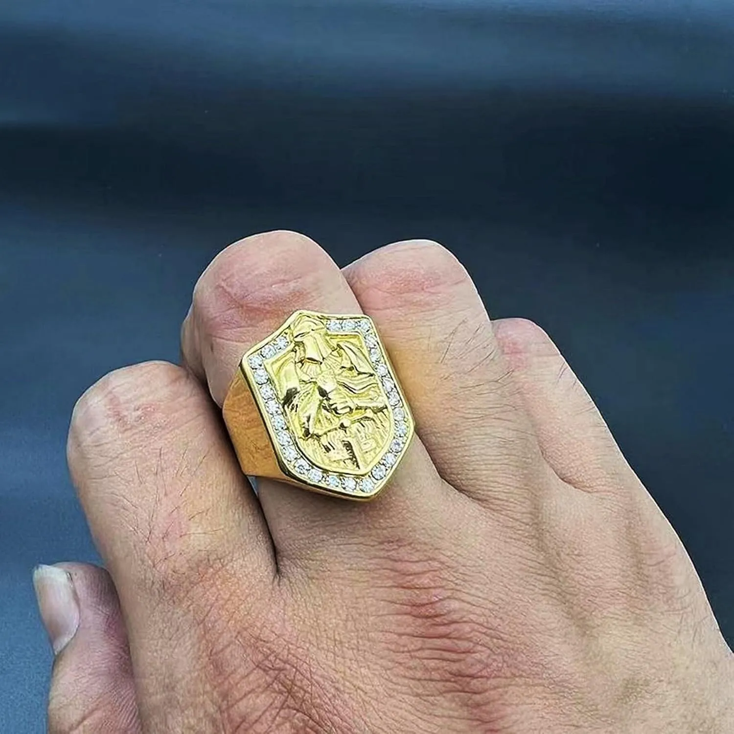 CZ Knights Cross Sword Armor Shield Templar Rings for men Biker 316 Stainless Steel Rings Paladin Worrior Hunter style Iced Out Jewelry Punk Ring Hip Hop Heavy Metal mens fashion rings