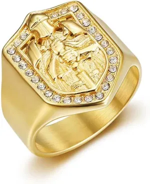 CZ Knights Cross Sword Armor Shield Templar Rings for men Biker 316 Stainless Steel Rings Paladin Worrior Hunter style Iced Out Jewelry Punk Ring Hip Hop Heavy Metal mens fashion rings