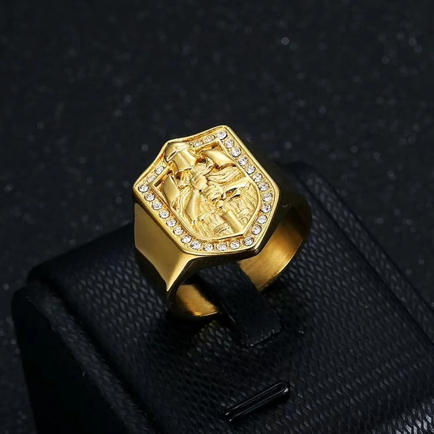 CZ Knights Cross Sword Armor Shield Templar Rings for men Biker 316 Stainless Steel Rings Paladin Worrior Hunter style Iced Out Jewelry Punk Ring Hip Hop Heavy Metal mens fashion rings