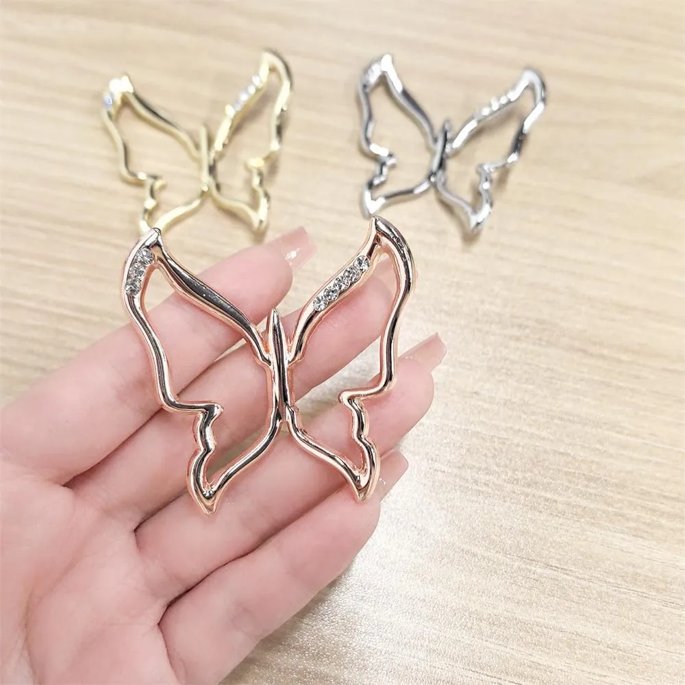 Dainty Butterfly Silk Scarf Ring Brooch for Women Elegant Rhinestone Crystal Shawl Scarves Buckle Wrap Clip Exquisite Costume Accessories Decoration Wedding Holiday Jewelry