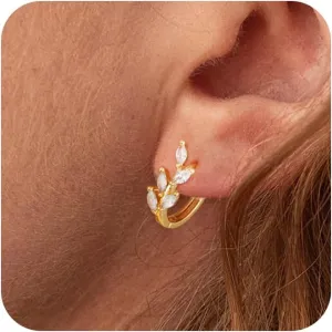 Dainty Gold/Silver Hoop Earrings for Women Trendy Small 14K Gold Plated Zirconia Hoops Earrings for Women Jewelry Gift