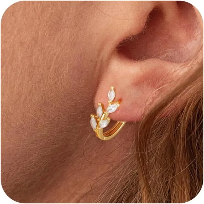 Dainty Gold/Silver Hoop Earrings for Women Trendy Small 14K Gold Plated Zirconia Hoops Earrings for Women Jewelry Gift