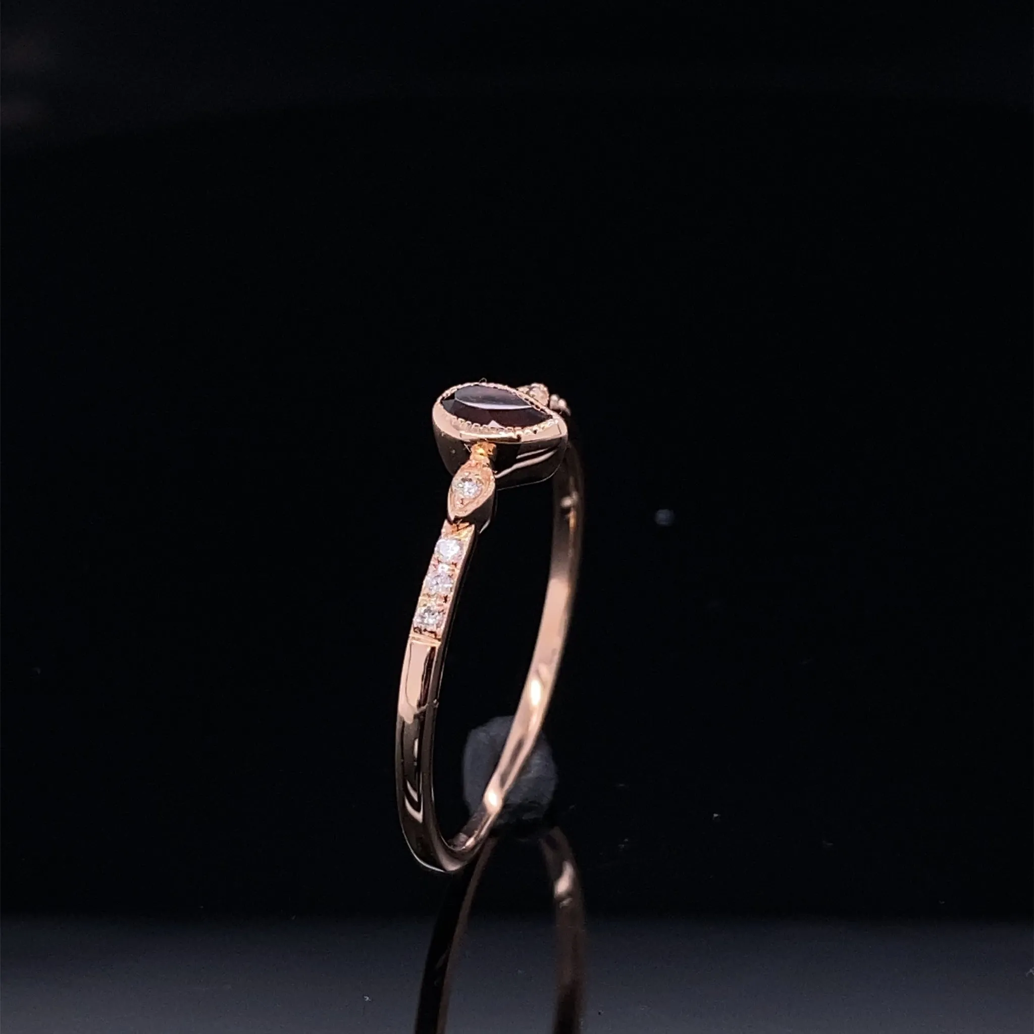 Dainty Minimalist Garnet Rose Gold Ring