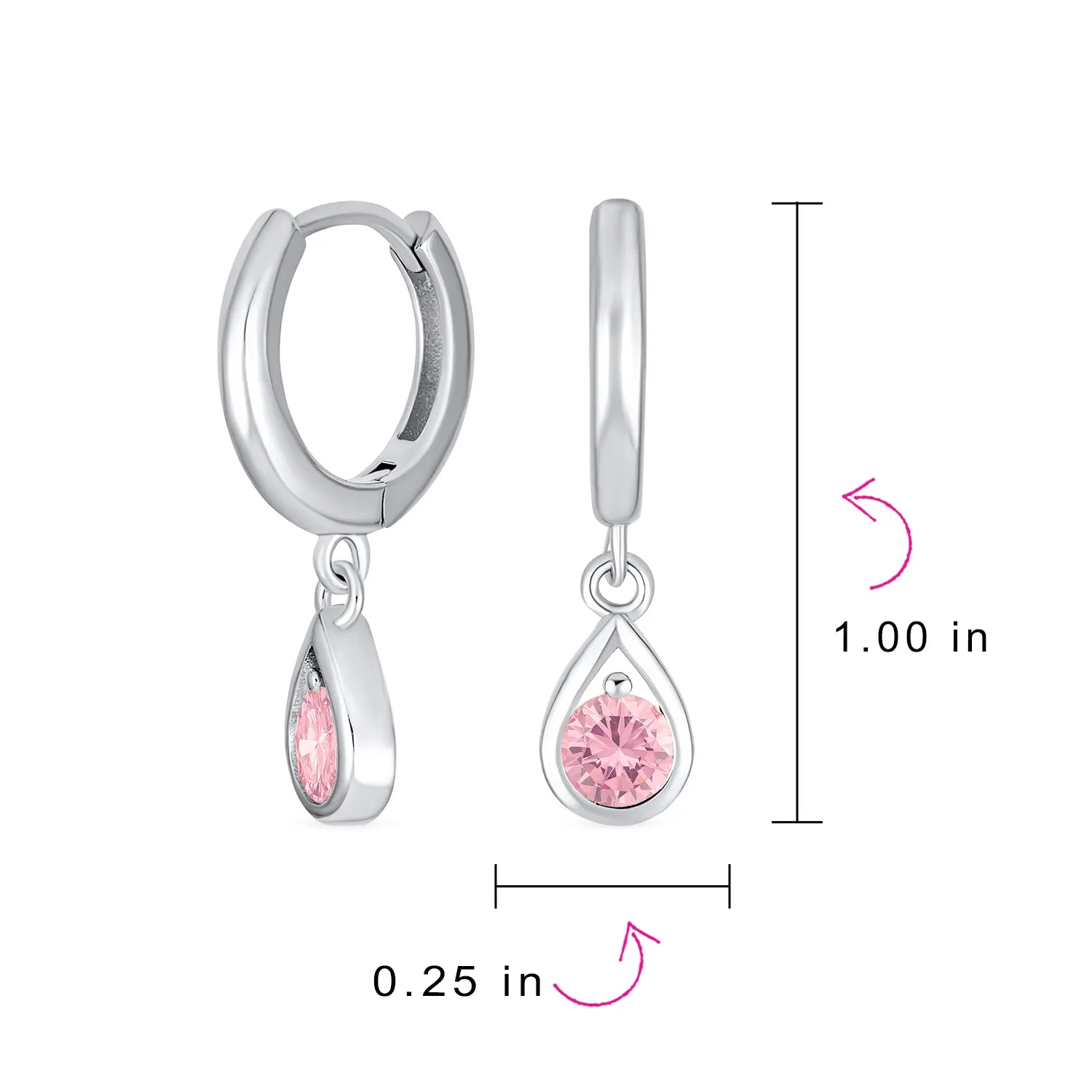 Dainty Simulated CZ Teardrop Huggie Drop Earrings Gold Plated .925 Silver