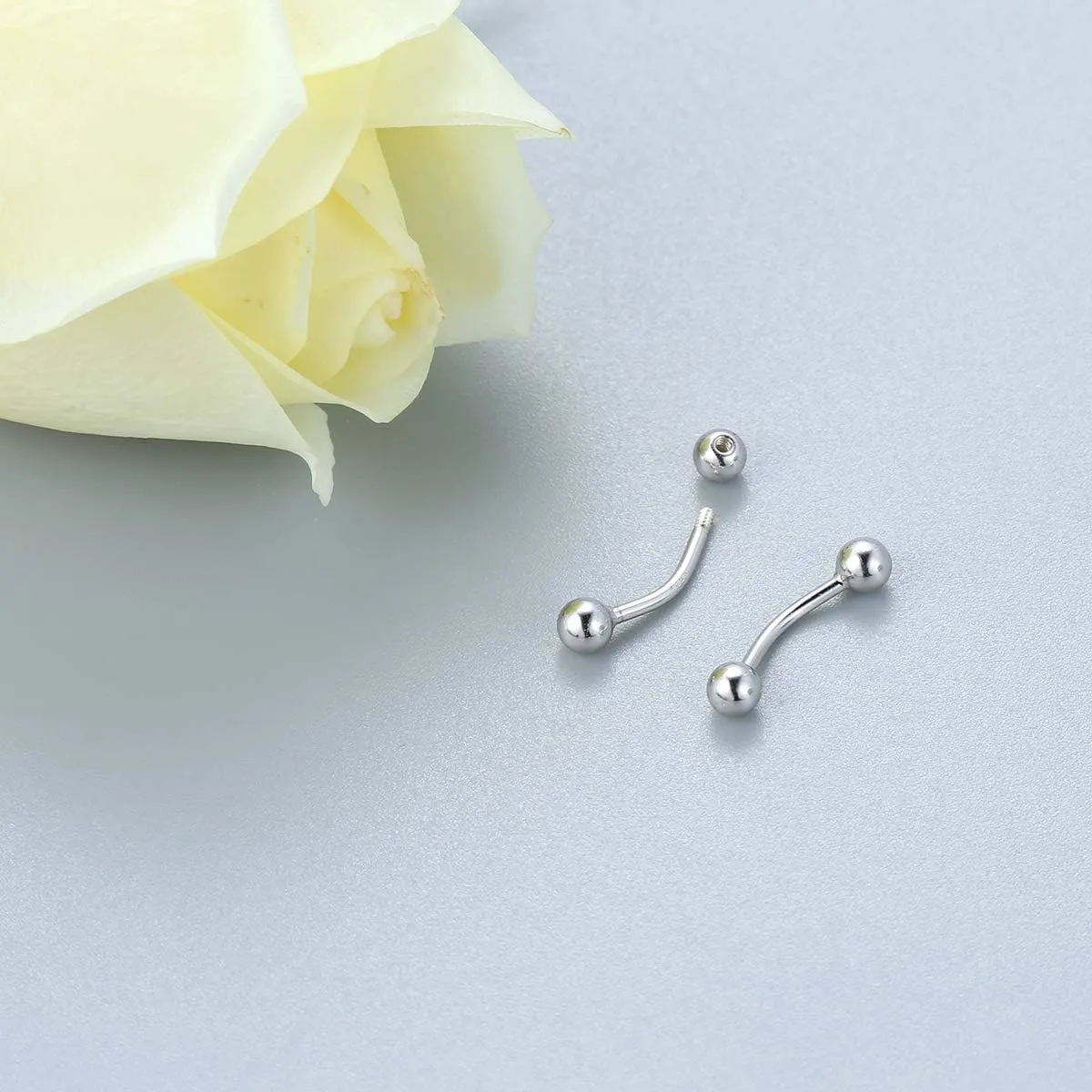 Daith Rook Earrings Sterling Silver Cartilage Earring Stud Tragus Piercing Eyebrow Rings Petite Belly Ring Curved Barbell Body Piercing 5/16''