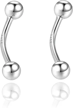 Daith Rook Earrings Sterling Silver Cartilage Earring Stud Tragus Piercing Eyebrow Rings Petite Belly Ring Curved Barbell Body Piercing 5/16''