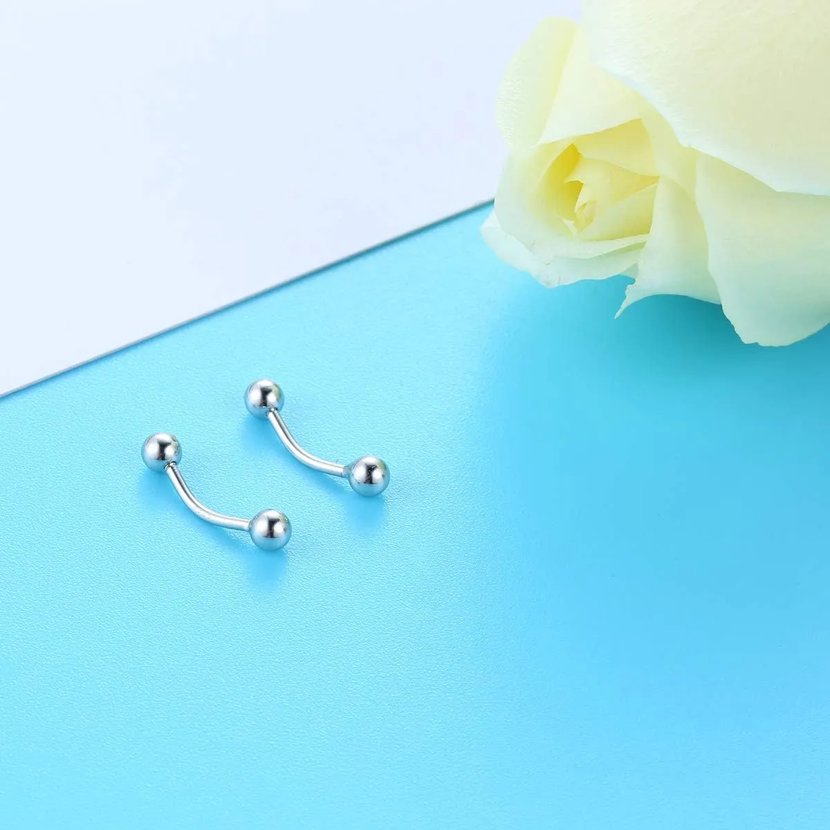 Daith Rook Earrings Sterling Silver Cartilage Earring Stud Tragus Piercing Eyebrow Rings Petite Belly Ring Curved Barbell Body Piercing 5/16''