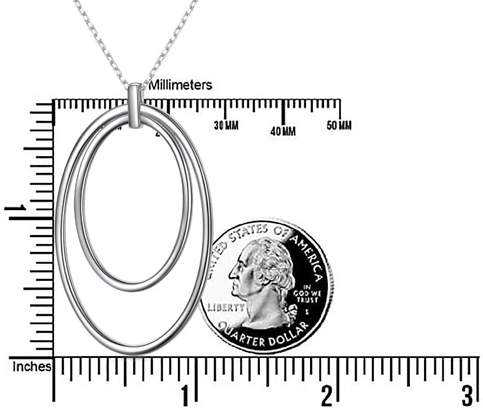 DAOCHONG 925 Sterling Silver Long Chain Sweater Large Necklace for Women Statement Pendant Fringe Necklaces Jewelry