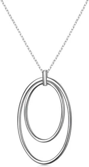 DAOCHONG 925 Sterling Silver Long Chain Sweater Large Necklace for Women Statement Pendant Fringe Necklaces Jewelry