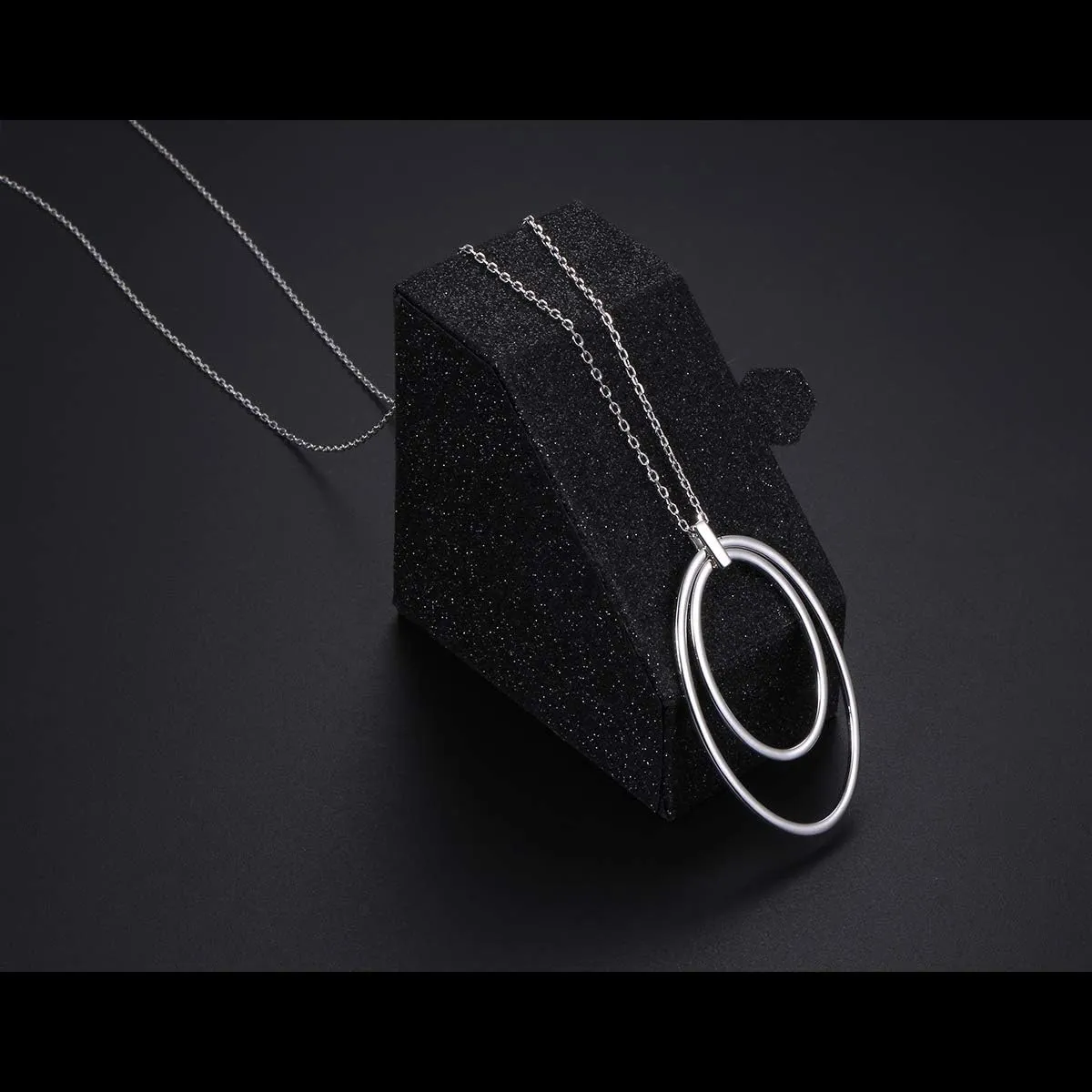DAOCHONG 925 Sterling Silver Long Chain Sweater Large Necklace for Women Statement Pendant Fringe Necklaces Jewelry