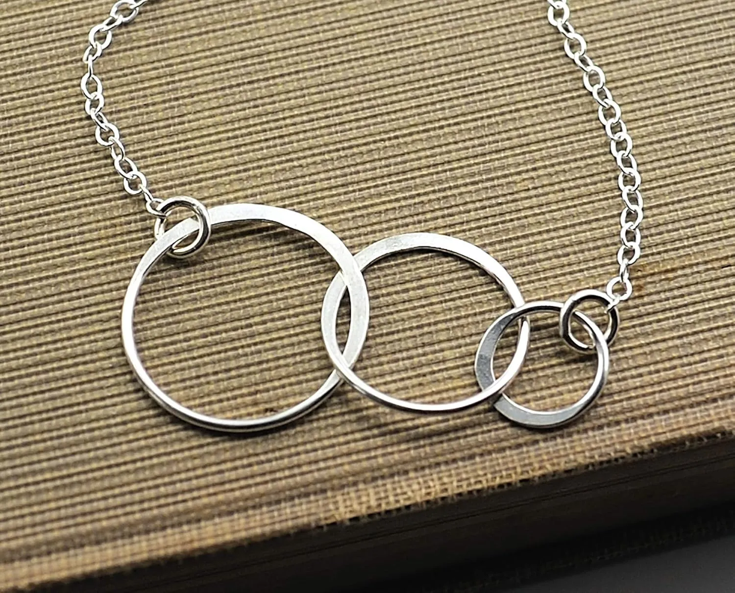 Dashe Designs Mother of Three Necklace Gift with Card, Third Child Gift for Mom or Wife from Husband Daughter Son, Sterling Silver Circles (16 inches)