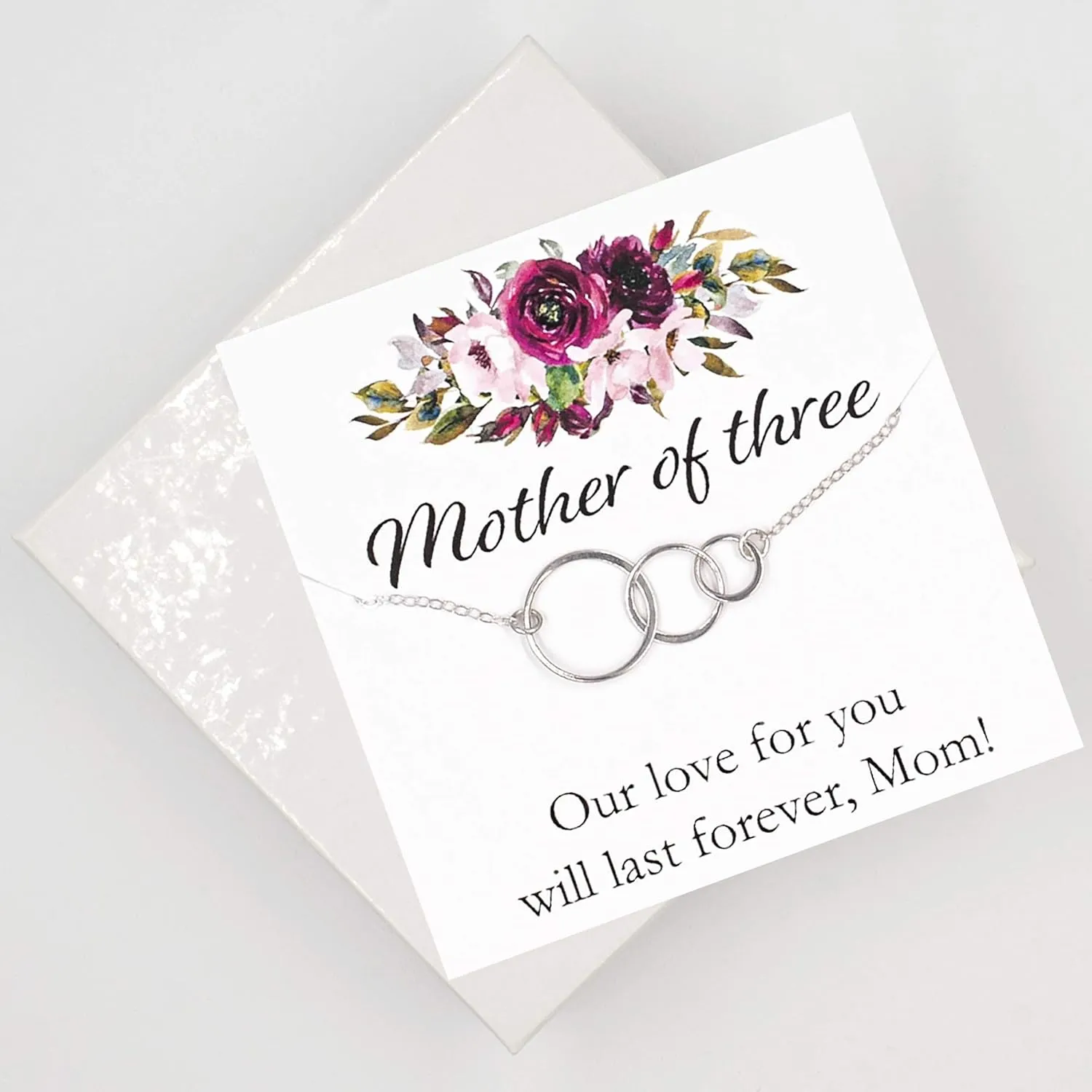 Dashe Designs Mother of Three Necklace, Mom Three Daughter, Mommy of 3 Kids, Third Child Present for Mom, Mother's Birthday Gift (16 inches)