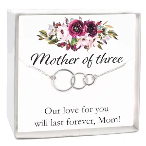 Dashe Designs Mother of Three Necklace, Mom Three Daughter, Mommy of 3 Kids, Third Child Present for Mom, Mother's Birthday Gift (16 inches)