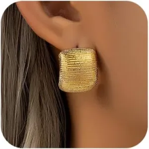 Denifery Chunky Gold Earrings for Women Trendy Statement Drop Stud Vintage Earrings Trendy Jewelry for Women