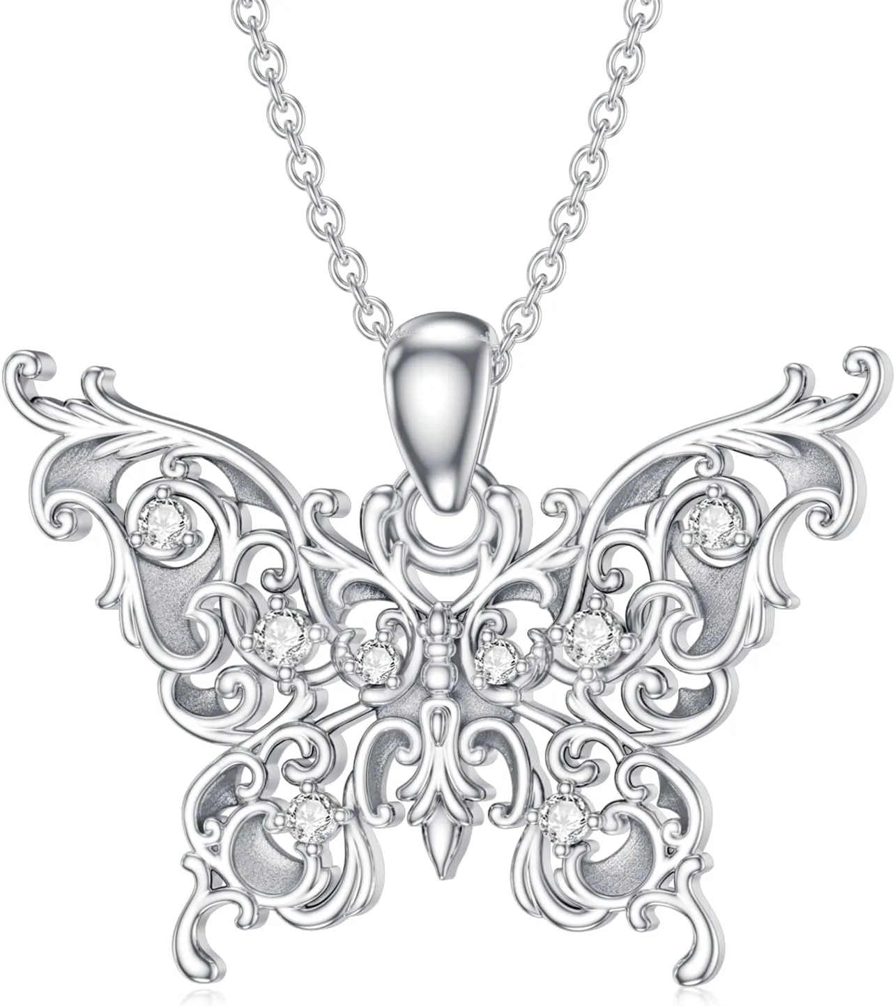 Diamond Butterfly Pendant Necklace for Women 925 Sterling Silver Lab Grown Diamond Jewelry Gifts for Loved Ones