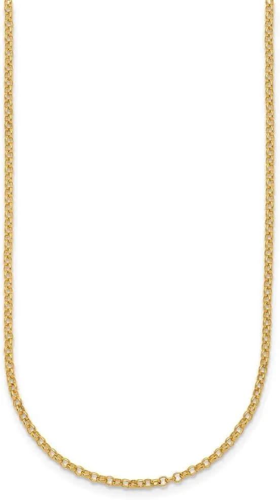 Diamond2Deal 24k Yellow Gold Polished and Satin 2.1mm Solid Rolo Chain Necklace 16" to 24" Chains 7.97 gram