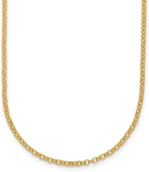 Diamond2Deal 24k Yellow Gold Polished and Satin 2.1mm Solid Rolo Chain Necklace 16" to 24" Chains 7.97 gram