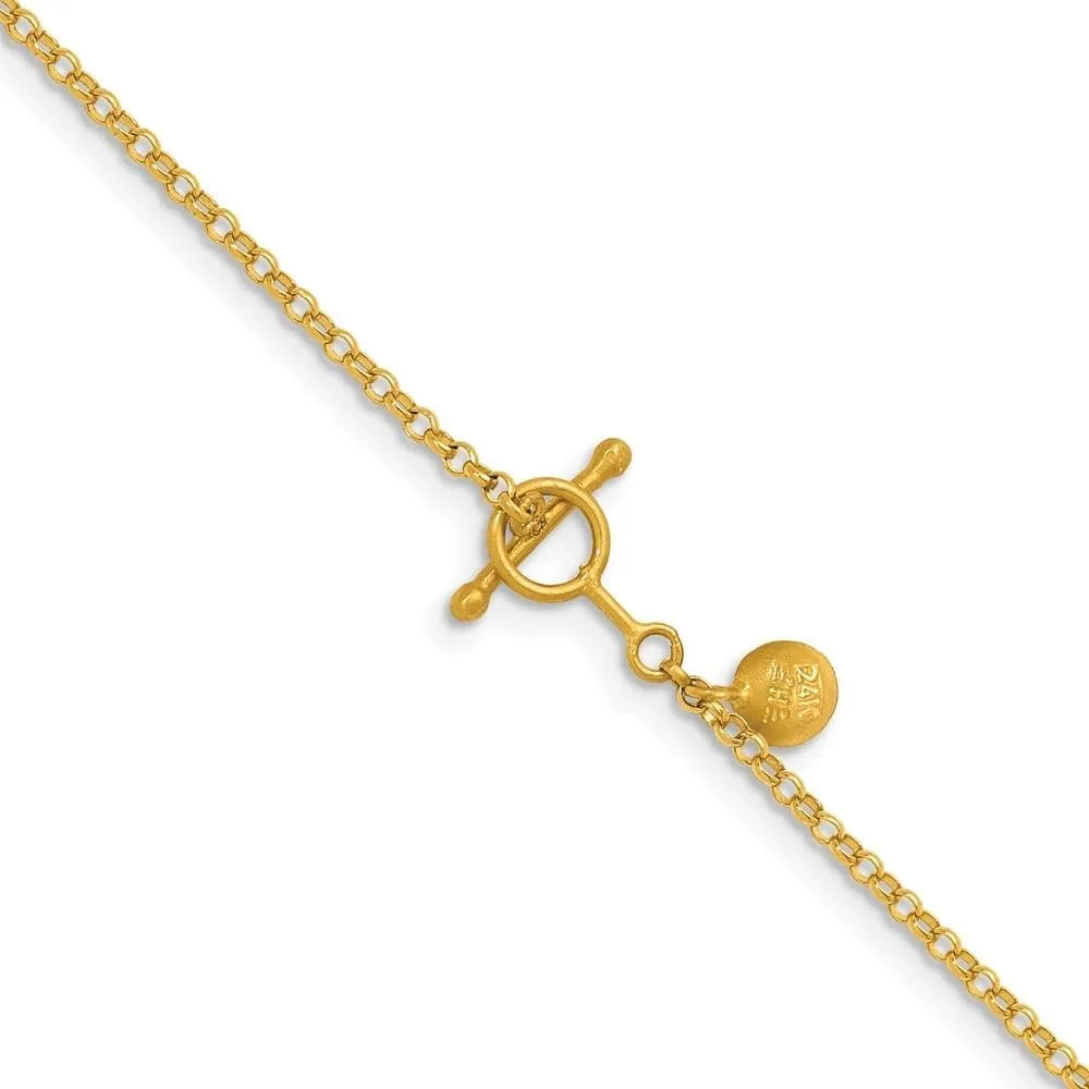Diamond2Deal 24k Yellow Gold Polished and Satin 2.1mm Solid Rolo Chain Necklace 16" to 24" Chains 7.97 gram