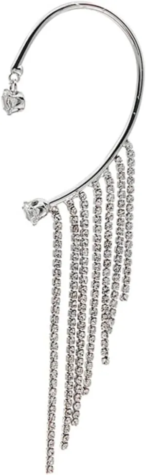 Didiseaon Full Diamond Tassel Earrings Ear Cuff Ear Wrap Stylish Jewelry for Women for Events