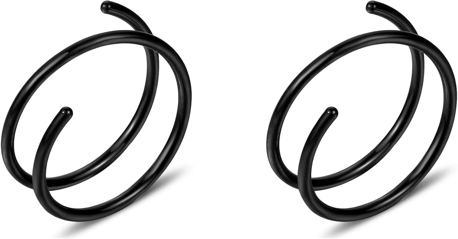 Double Hoop Nose Ring for Single Piercing 20G Surgical Steel Spiral Nose Rings Hoops Double Nose Ring for Women Men Nose Piercing Jewelry - 8 10mm - Silver Black Gold Rose Gold Rainbow