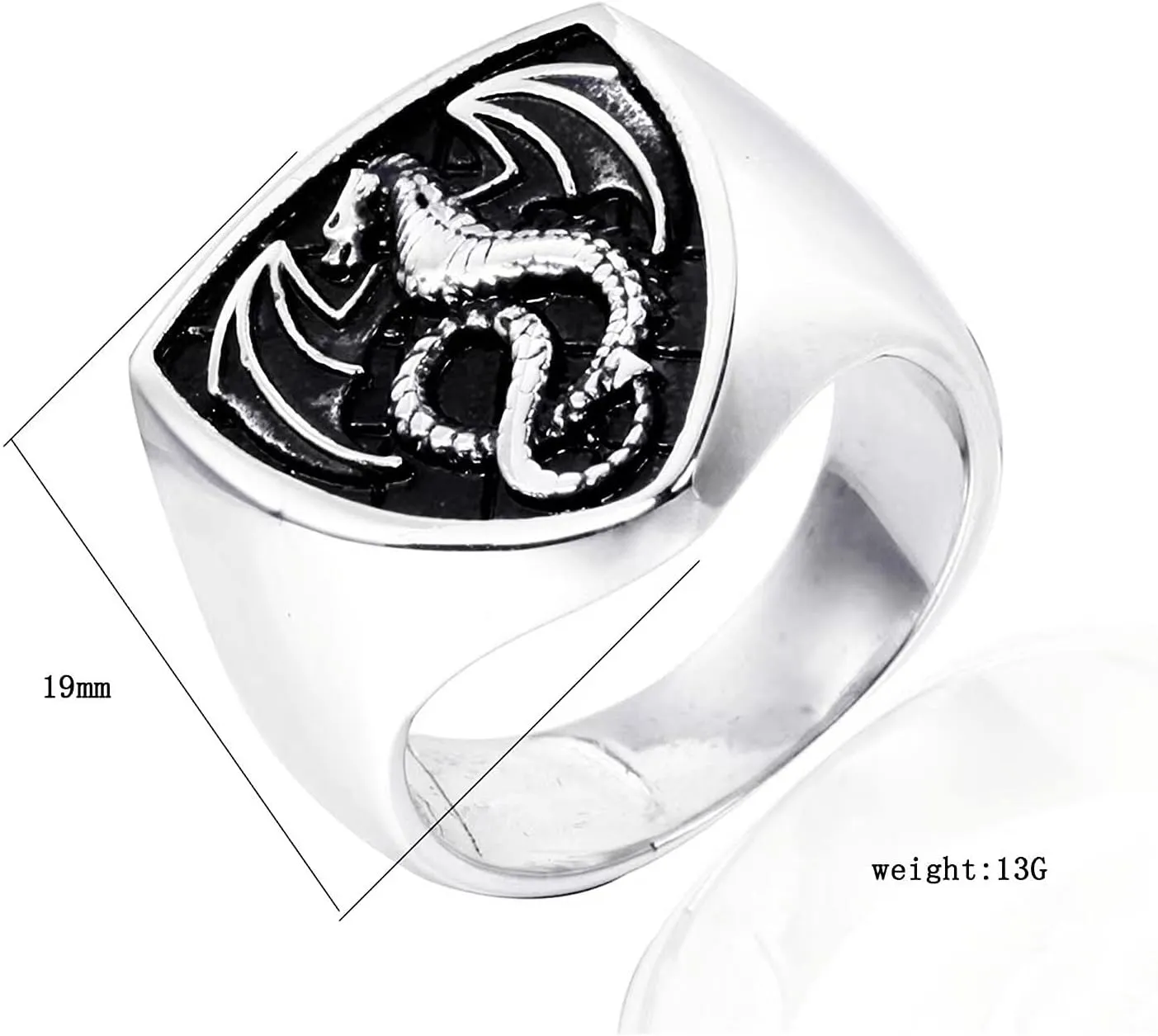 Dragon Ring For Men Viking Fire Amulet Style Biker Nordic Ethnic 316 Stainless Steel Heavy Metal Punk Ring Vintage Animal Style Dragon Dinosaur rings Helloween