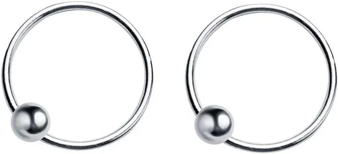 Dtja 20G Sterling Silver Ball Bead Sleeper Tiny Small Hoop Earrings for Women Girls Men Tragus Cartilage Nose Rings Septum Minimalist Piercing Huggie Hoops Lightweight Jewelry