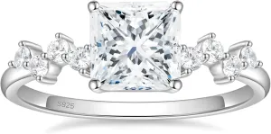 EAMTI 2.5CT Princess Cut 925 Sterling Silver Engagement Rings for Women Cubic Zirconia Wedding Bands Promise Rings for Her Size 4-10