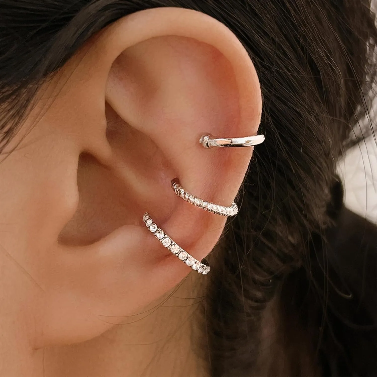 Ear Cuffs for Women Non Piercing Cubic Zirconia Sparkling Silver Ear Cuff Earrings Gold Cuff Fake Earrings Cartilage Earrings