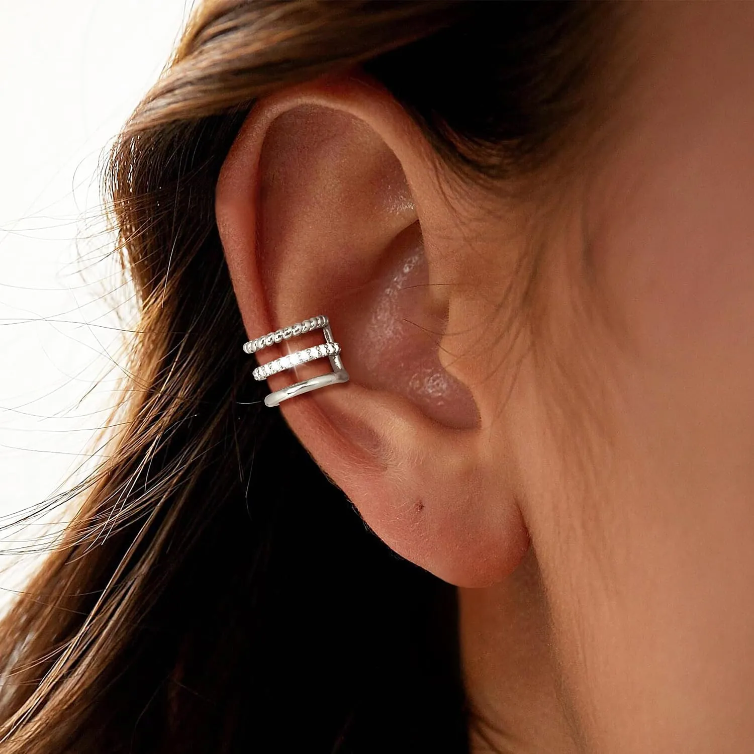 Ear Cuffs Non Piercing, Dainty 14K Gold Plated/Sterling Silver Cubic Zirconia Ear Cuff Earrings for Women Hypoallergenic Clip on Cartilage Earring Cuff Earrings for Women Trendy Jewelry Gifts