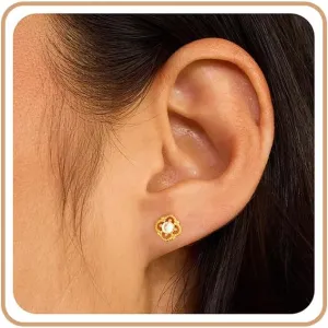 Earrings for Women, Gold Stud Earrings Hoop Diamond Floral Flower Opal Earring Studs for Women Trendy Huggie Cartilage Earring Christmas Birthday Gifts for Her Daughter Helix Piercing Jewelry