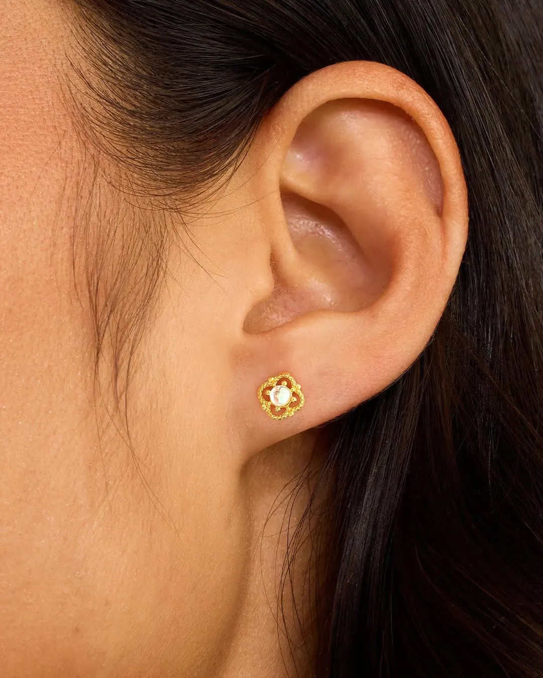 Earrings for Women, Gold Stud Earrings Hoop Diamond Floral Flower Opal Earring Studs for Women Trendy Huggie Cartilage Earring Christmas Birthday Gifts for Her Daughter Helix Piercing Jewelry