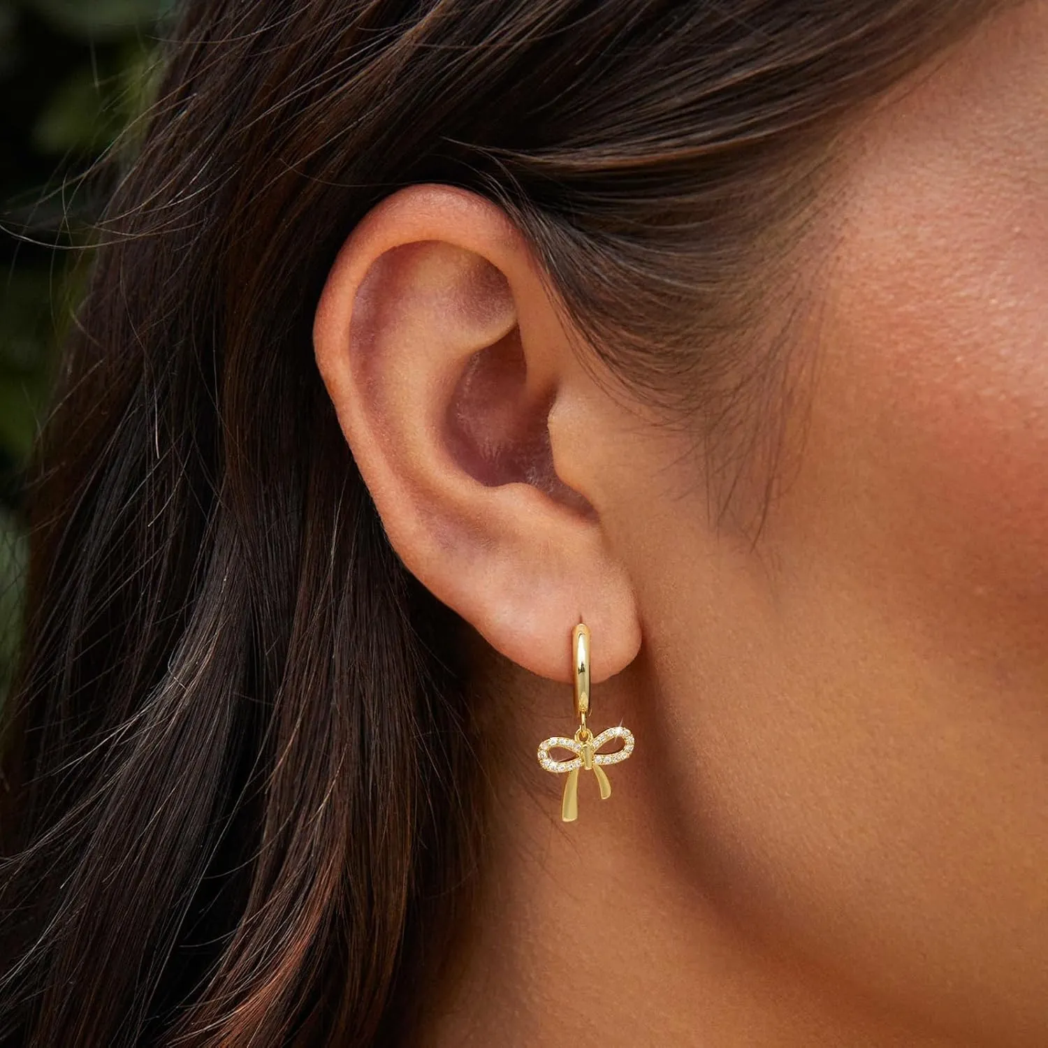 Earrings for Women Trendy Bow 14K Gold Plated/Silver Hoops Simple Twist Huggie Dainty Cubic Zirconia Jewelry