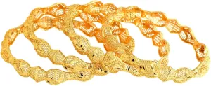 Efulgenz Gold Tone Indian Bangle Set for Women Dubai Style Bangle Set Engraved Floral Leaf Pattern Indian Bangles Bracelet Indian Bridal Jewelry for Wedding Bollywood Fashion Jewelry (4 Pcs)