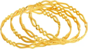 Efulgenz Gold Tone Indian Bangle Set for Women Dubai Style Bangle Set Indian Gold Tone Bangles Bracelet Indian Bridal Jewelry for Wedding Fashion Jewelry (4 Pcs)