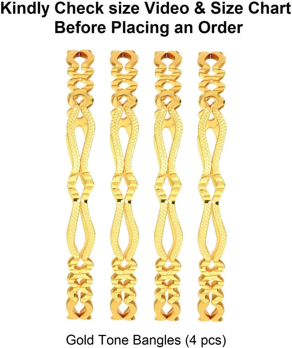 Efulgenz Gold Tone Indian Bangle Set for Women Dubai Style Bangle Set Indian Gold Tone Bangles Bracelet Indian Bridal Jewelry for Wedding Fashion Jewelry (4 Pcs)